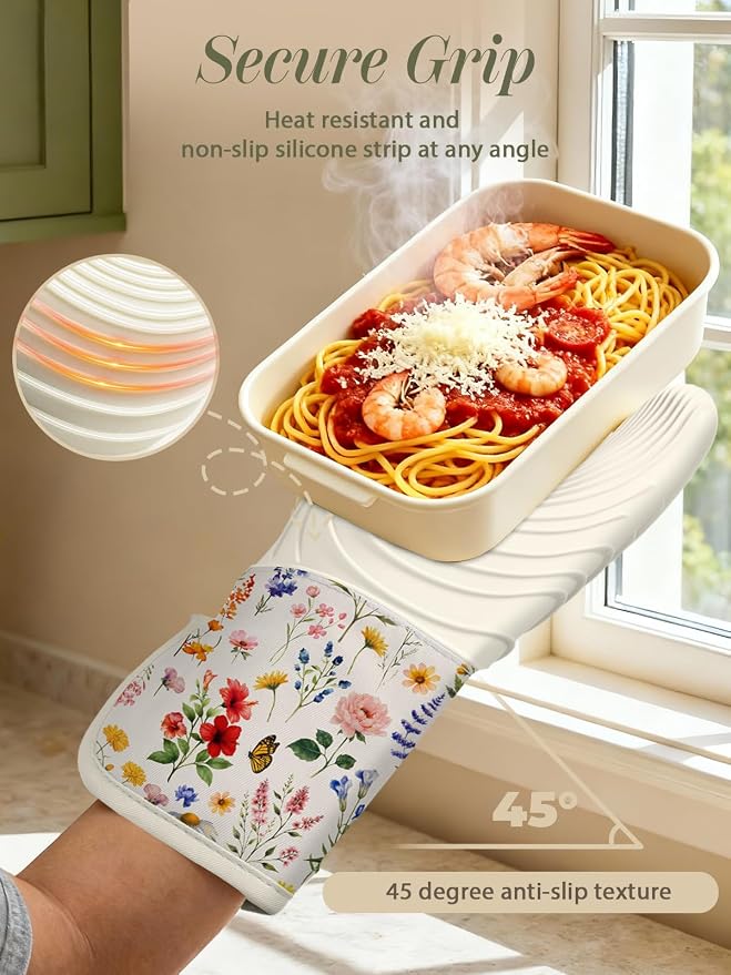 Slohif Long Silicone Oven Mitts Heat Resistant - Image 3