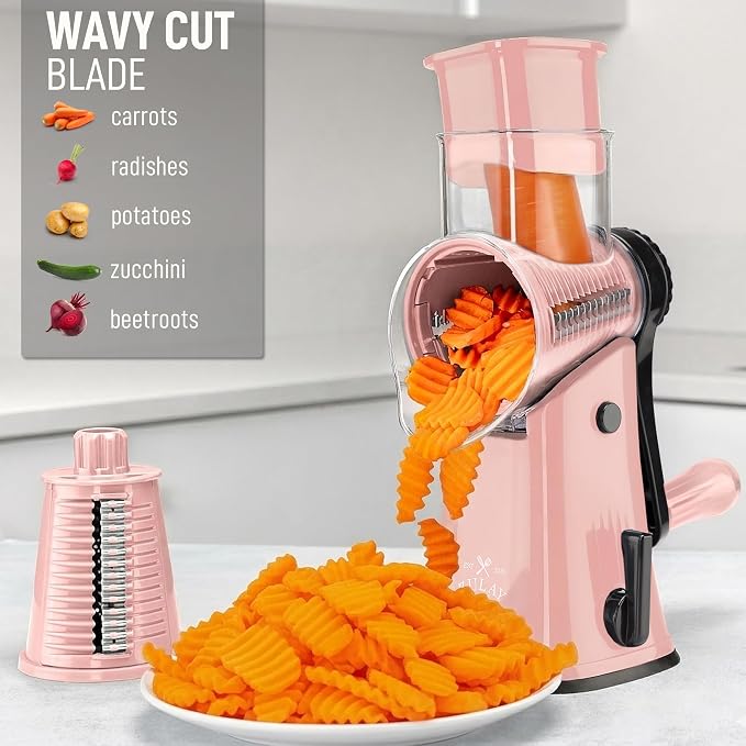 Zulay Kitchen Rotary Cheese Grater 5 Blade Cheese Shredder - Image 4