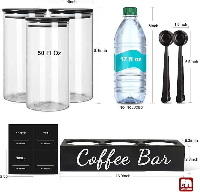 gmisun Coffee Tea Sugar Container Set, Canisters Jars - Image 3