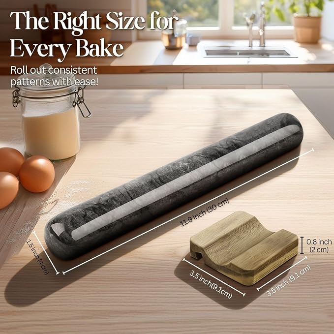 Flexzion French Rolling Pin, 12 Inch Black Marble Rolling Pins - Image 6