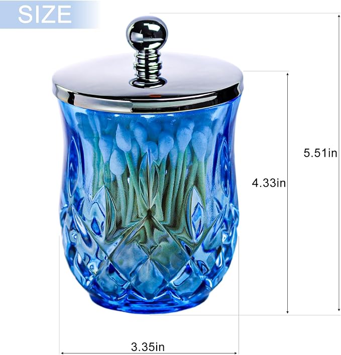 Qtip Holder, 10Oz Blue Glass Apothecary Jars - Image 6