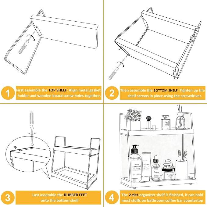 Coffee Bar Accessories, 2 Tier Large Wooden CoffeeBar Shelf - Image 7