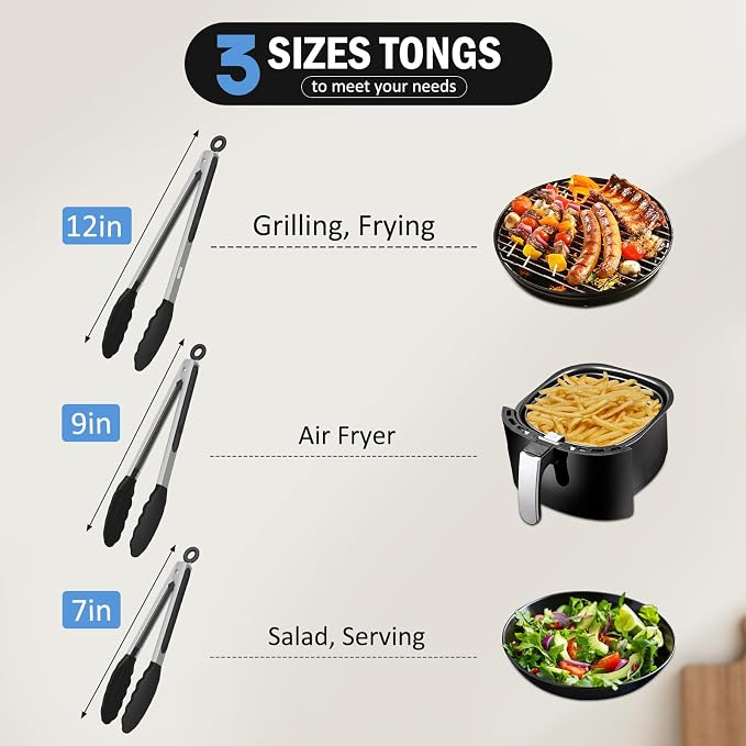 Kitchen Tongs, Stainless Steel Cooking Tongs - Image 2