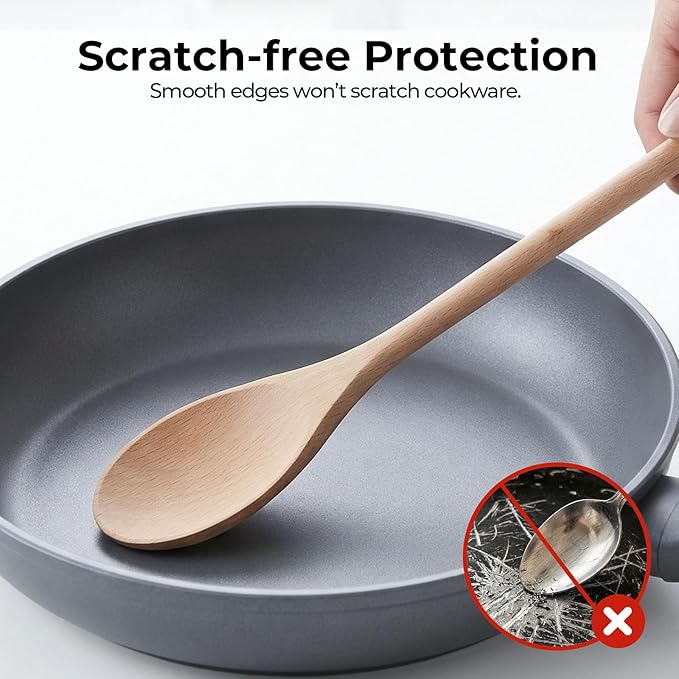 HANSGO 6PCS Wooden Spoons, 14 Inch Long Handle Cooking Spoons - Image 4