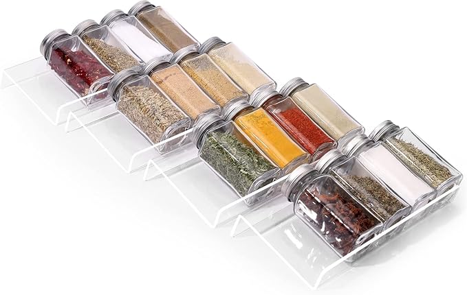 MIUKAA Clear Acrylic Spice Drawer Organizer, 4 Tier- 1 Set Seasoning Jars - Image 7