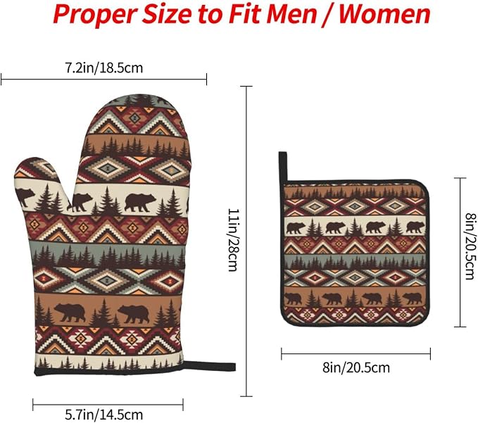 Vintage Rustic Oven Mitts and Pot Holders Sets of 3 Heat Resistant Hot Pads - Image 4