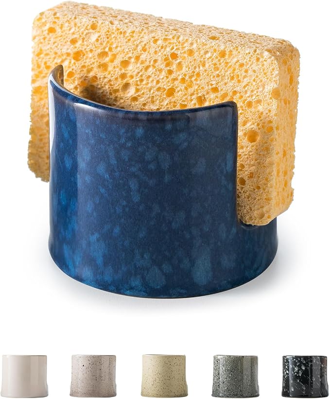 Zoeeker Kitchen Sponge Holder, Ceramic Sponge Organizer Scrubby Holder Sink by LAUCHUH