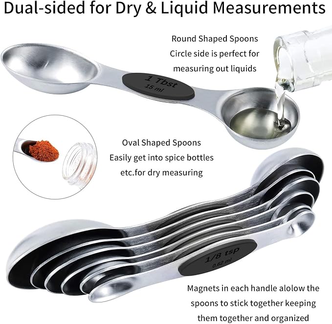 TILUCK magnetic measuring spoons set and measuring cups, stainless steel - Image 5