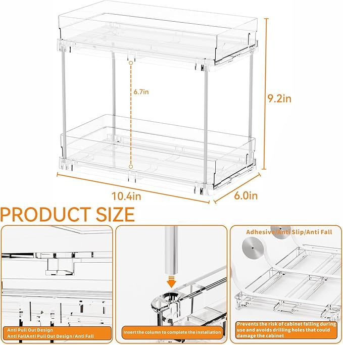 2 Set, 2 Tier Pull Out Cabinet Organizer - Image 3