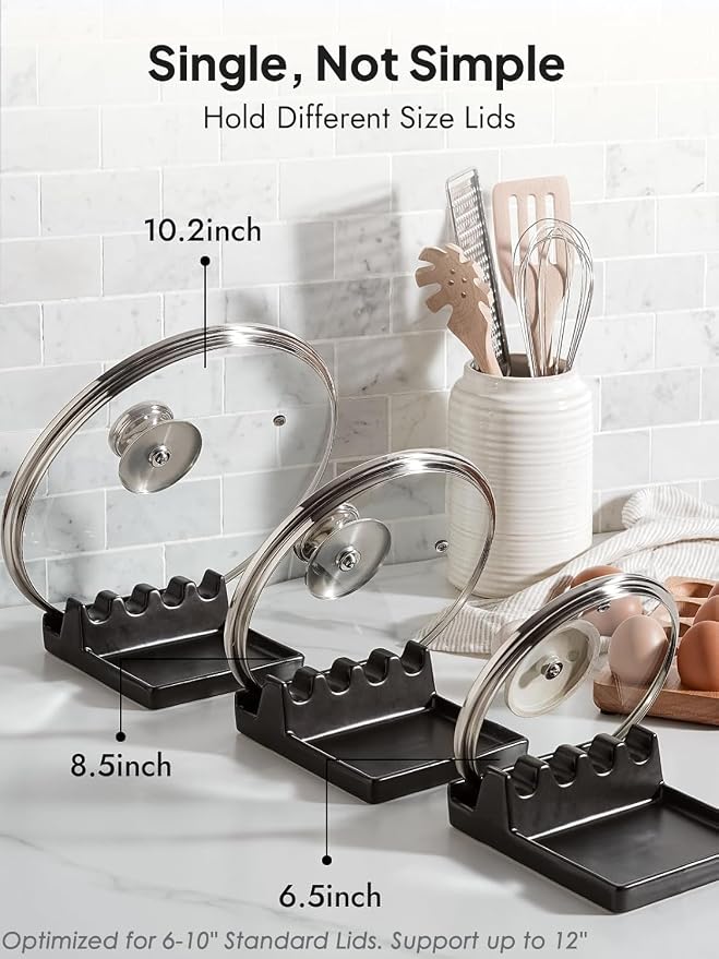 LE TAUCI Ceramic Spoon Rest for Stove Top, 5.3inch Pot Lid Holder for Kitchen - Image 4