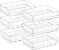 SMARTAKE 6 PCS Clear Plastic Drawer Organizers Set, Large Size Non-Slip Desk by SMARTAKE