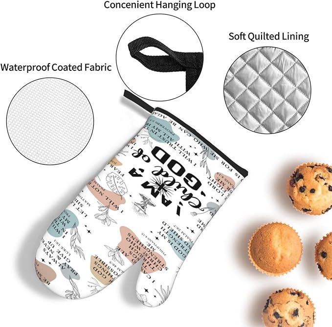 Christian Oven Mitts and Pot Holders Sets of 3, Heat Resistant Godmother - Image 5