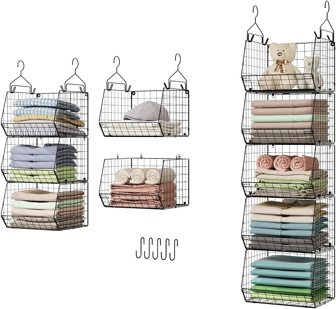 5 Tier Closet Hanging Organizer, Clothes Hanging Shelves by X-cosrack