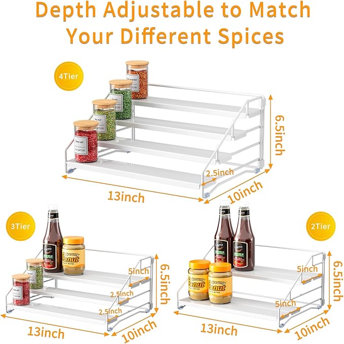 RCHYFEED Spice Rack Organizer for Cabinet, 4 Tier Spice Organization for - Image 6