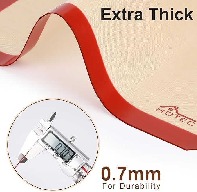 HOTEC Silicone Baking Mats 3 Pack – Thickened Non-Stick Reusable Silicone - Image 2