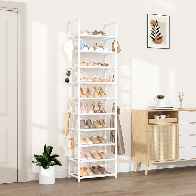 VTRIN 10 Tiers Tall Shoe Rack Holds 20-25 Pairs of Shoes Sturdy Vertical Shoe - Image 2