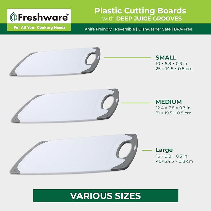 Freshware Cutting Boards for Kitchen, Chopping Board 3-Pack - Image 4
