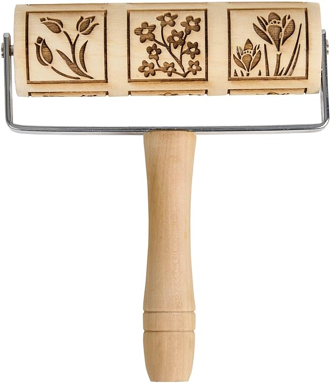 Mrs. Anderson’s Baking Mini Embossing Rolling Pin, Spring Flowers Design by MrsAndersonsBaking