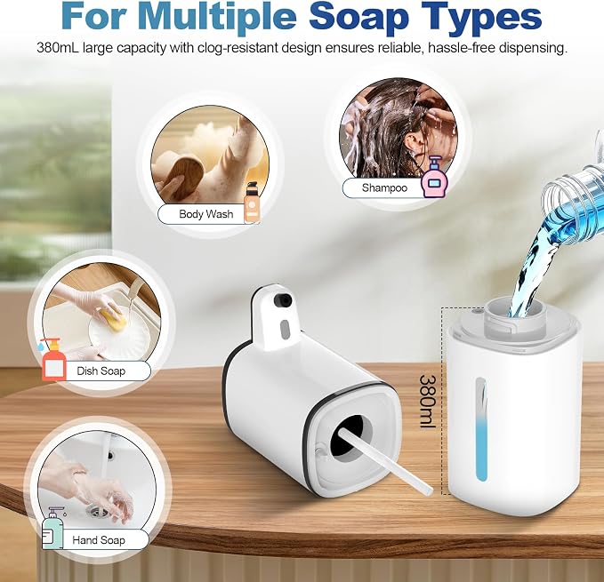 Automatic Liquid Soap Dispenser, 9 Adjustable Levels, 380ml/12.8oz, Touchless - Image 7