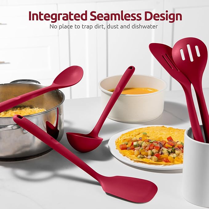 Silicone Kitchen Cooking Utensil Set: U-Taste High Heat Resistant 13.6in Long - Image 8