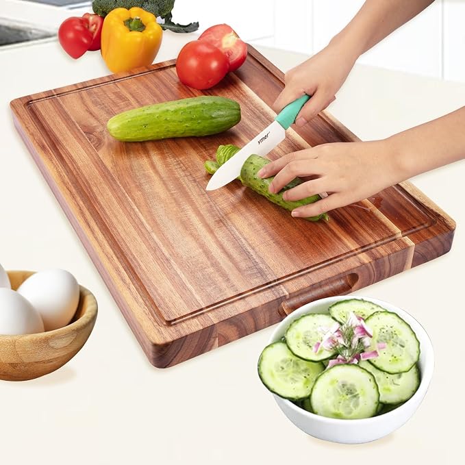 20 Inch Large Acacia Wood Cutting Board 1.5" Thick, Reversible Wooden Cutting - Image 5
