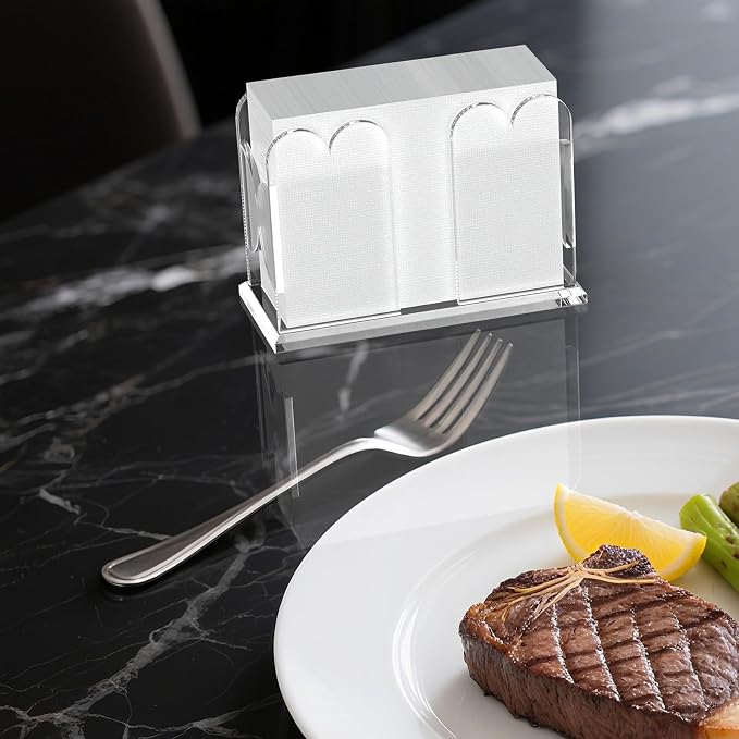 LUGUNU Acrylic Cocktail Napkin Holder-Clear Scalloped Napkin Dispenser - Image 6