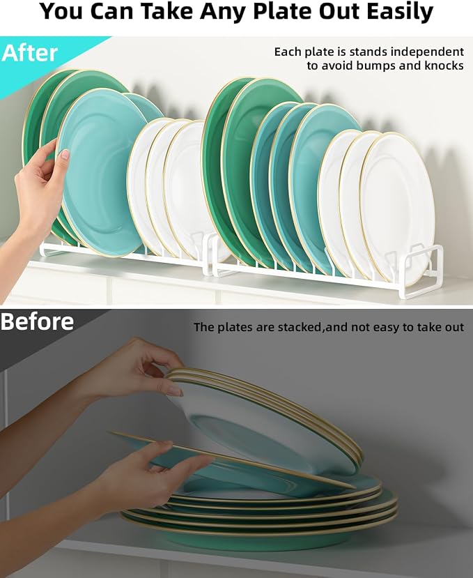 Plate Organizer for Cabinet, Kitchen Dish Rack Organizer for Cabinet Countertop - Image 3
