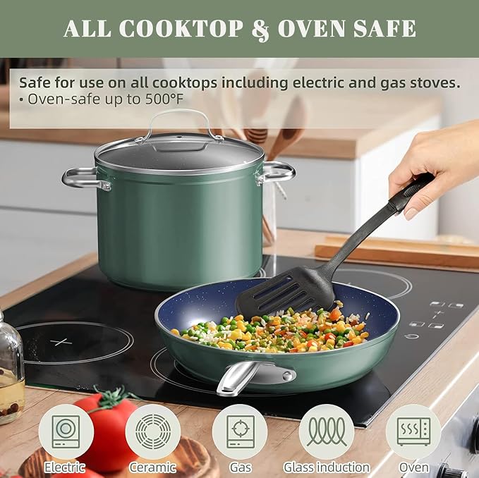 Nuwave 9pc Cookware Set Healthy Duralon Blue Ceramic Nonstick Coated, Diamond - Image 5