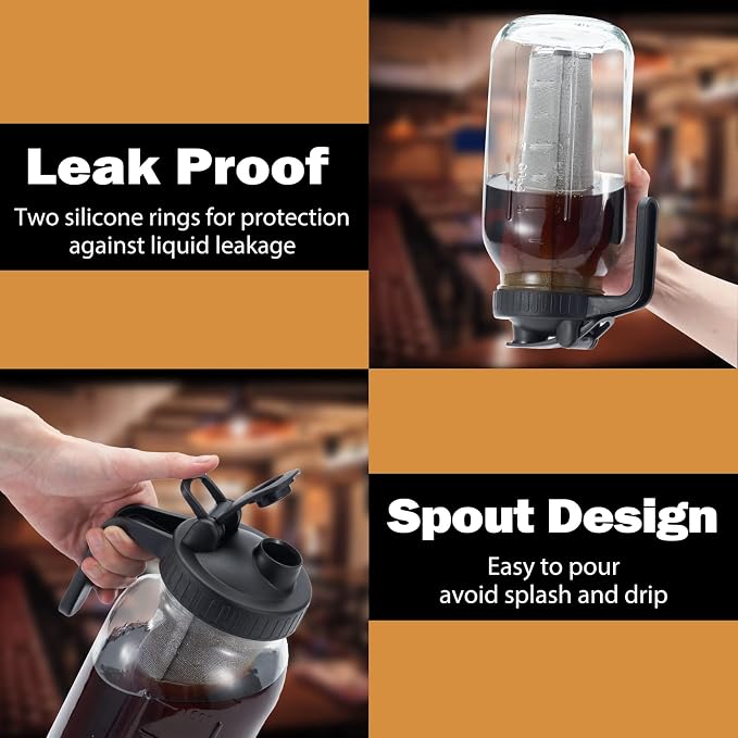 Cold Brew Mason Coffee Maker - 64oz Iced Coffee Pitcher - Image 4