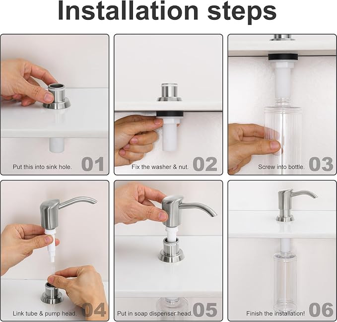 GAGALIFE Kitchen Sink Soap Dispenser Chrome, Built in Soap Dispenser - Image 8