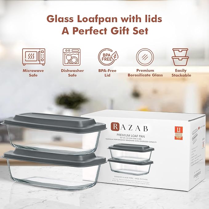 Razab LARGE 7.6 Cups/1800 ML/1.9 Qt Glass Loaf Pan - Image 7
