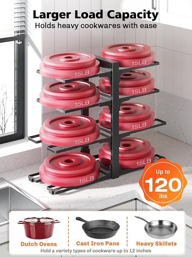 MUDEELA 8-Tier Pots and Pans Organizer under Cabinet, 15.83" Height Heavy Duty - Image 4