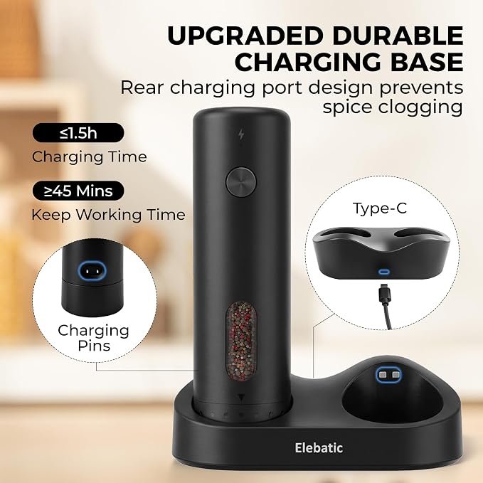 110ml Electric Salt and Pepper Grinder Set, Rechargeable salt and pepper shakers - Image 5
