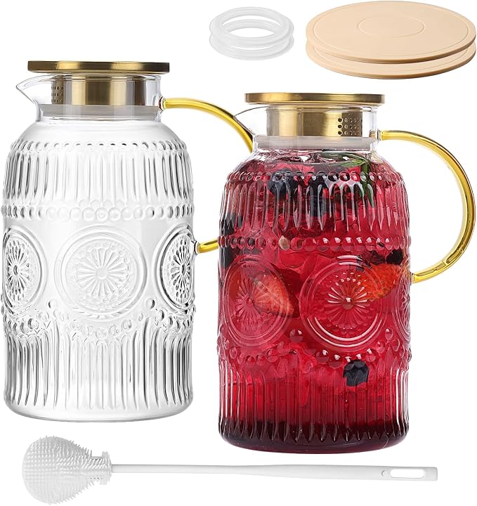 2 Pack Vintage Glass Pitchers by Moretoes