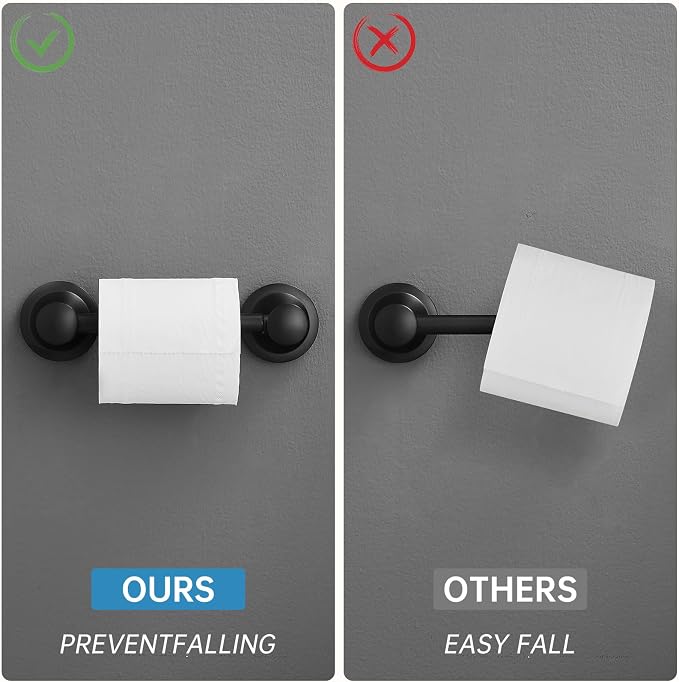 RUMOSE Toilet Paper Holder and Hand Towel Ring Matte Black Wall Mount Bathroom - Image 6