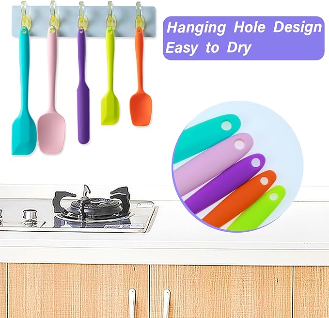 Silicone Spatula Set, 5 Piece Food Grade Rubber Spatulas - Image 4