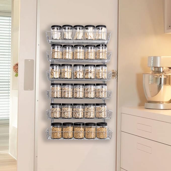 SWOMMOLY Adjustable Wall Mount Spice Rack, 6-Tier Dual-use Organizer - Image 6