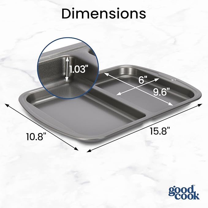 GoodCook Everyday Divided Sheet Pan 1-Inch Deep 2-Section Non-Stick - Image 2