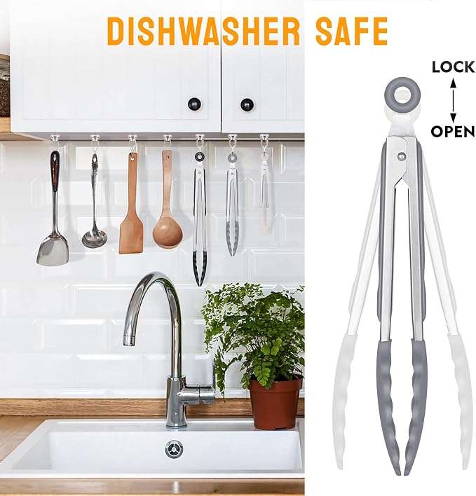 HOTEC Premium Stainless Steel Locking Kitchen Tongs - Image 9