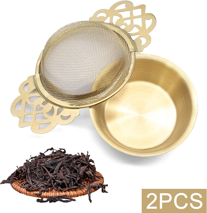 2 Pack Tea Strainers with Drip Bowls Stainless Steel Mesh Tea Infusers Loose - Image 2