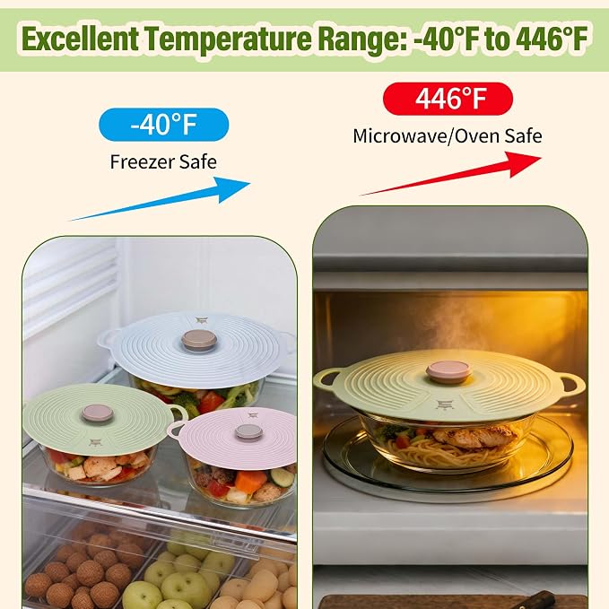 Silicone Lids for Bowl 3 Pack, Microwave Splatter Cover - Image 4