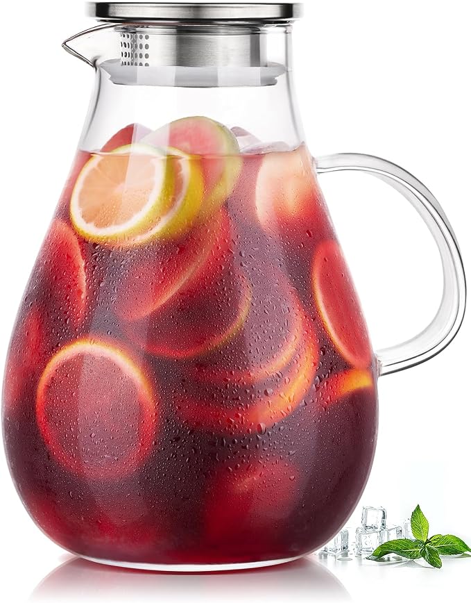 Glass Pitcher, 86oz Glass Water Pitcher by Potdoctor