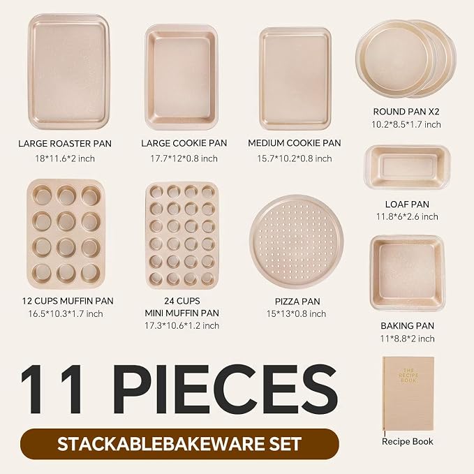 11 Piece Baking Set | Nonstick & Non Toxic Bakeware Sets Baking Pans Set | - Image 4