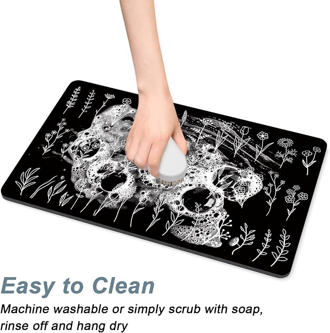 Rnivvi Coffee Mat, Hide Stain Rubber Backed Absorbent Dish Drying Pad - Image 5