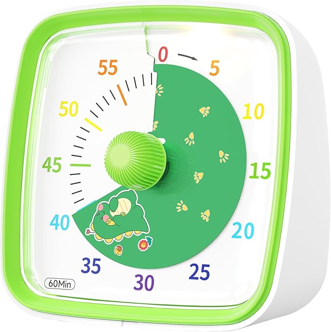 Yunbaoit Visual Timer with Night Light, 60-Minute Dinosaur Countdown Timer by Yunbaoit