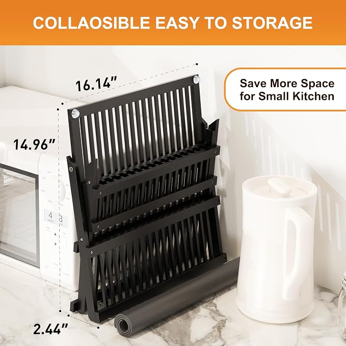 Greenual Black Bamboo Dish Drying Rack - Image 4