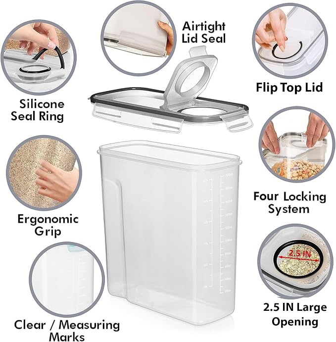 Shazo 2 Pack EXTRA Large Airtight Food Storage Cereal Containers - Image 4