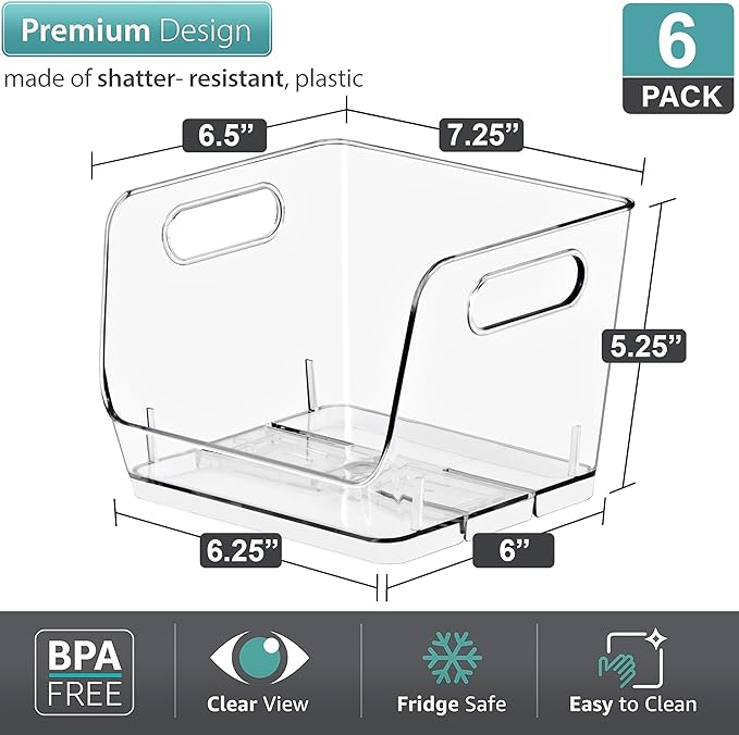 Sorbus Stackable Storage Bins Open Front, Pantry Bins - Image 3