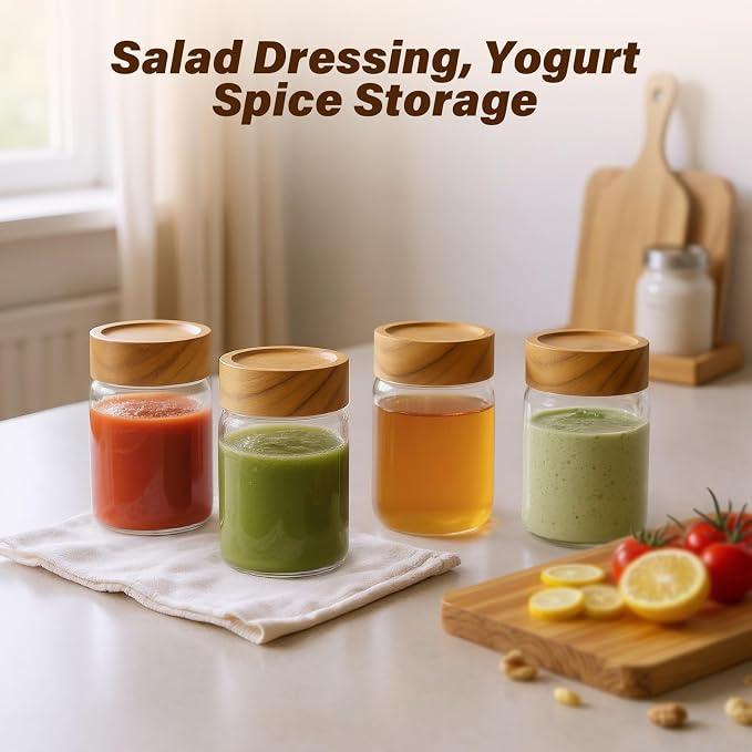 6-Pack 8 fl oz Stackable Airtight Glass Jars – Small Mason Jars designed - Image 4
