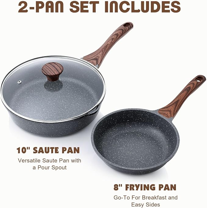 SENSARTE Nonstick Frying Pan Skillets, Swiss Granite Coating Omelette Pans - Image 3